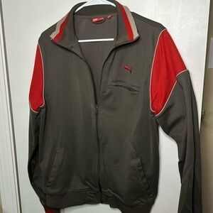 COPY - Puma Jacket Mens LG Full Zip Activewear Track Mock Neck Brown Long Sleeve